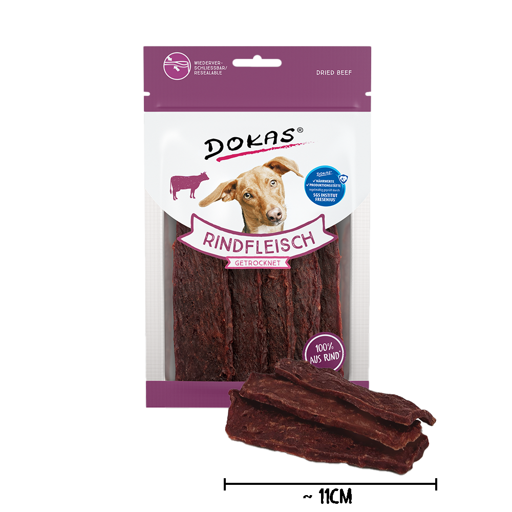 Dokas Getrocknete Rindfleisch-Snacks Für Hunde – 12 X 70 G, Ohne Getreide & Soja